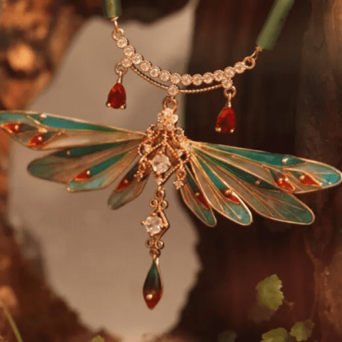 Chinoiserie DunhuangDragonflyJadeNecklace2