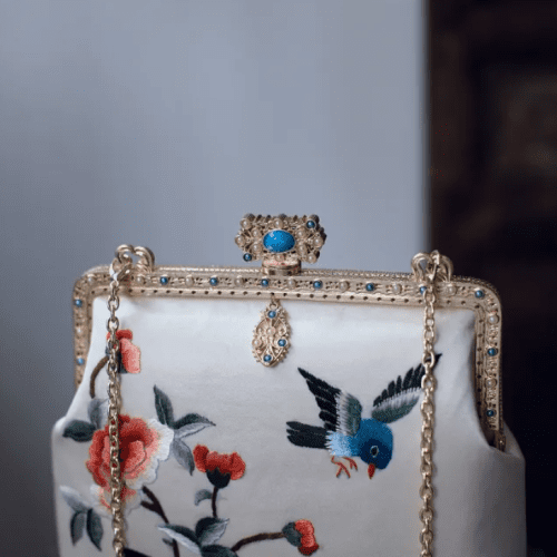 Chinoiserie FlowerBirdEmbroideryFrameClutchBag2