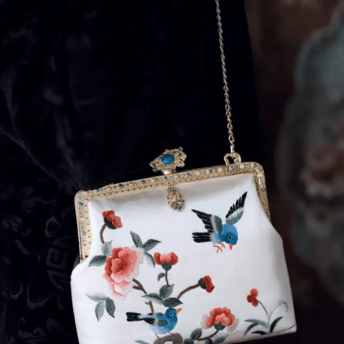 Chinoiserie FlowerBirdEmbroideryFrameClutchBag3