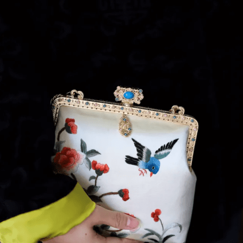 Chinoiserie FlowerBirdEmbroideryFrameClutchBag4