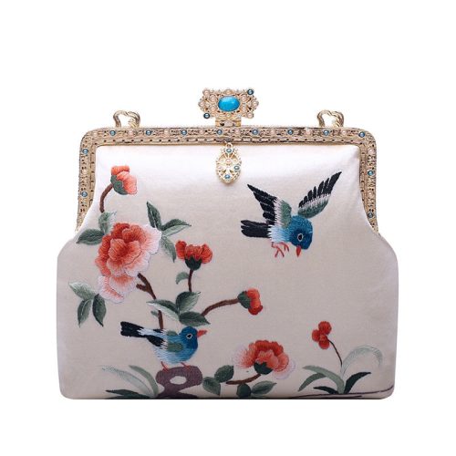 Chinoiserie FlowerBirdEmbroideryFrameClutchBag9