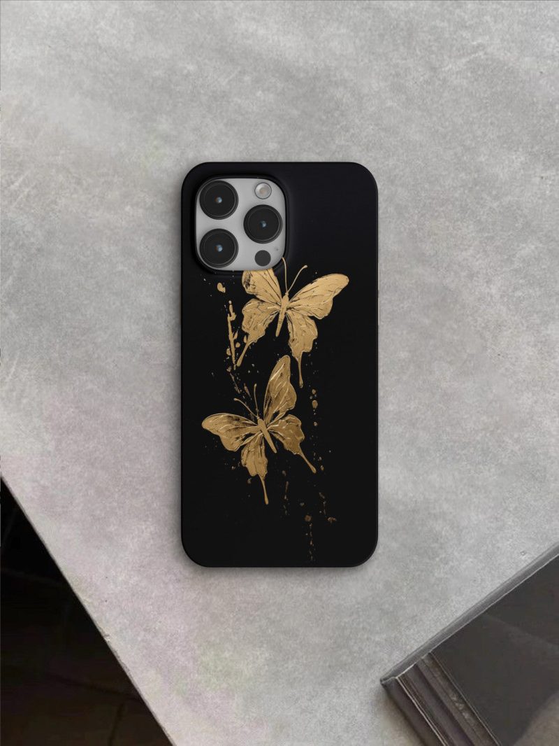 Chinoiserie FlyingGoldenButterflyPrintedPhoneCase1