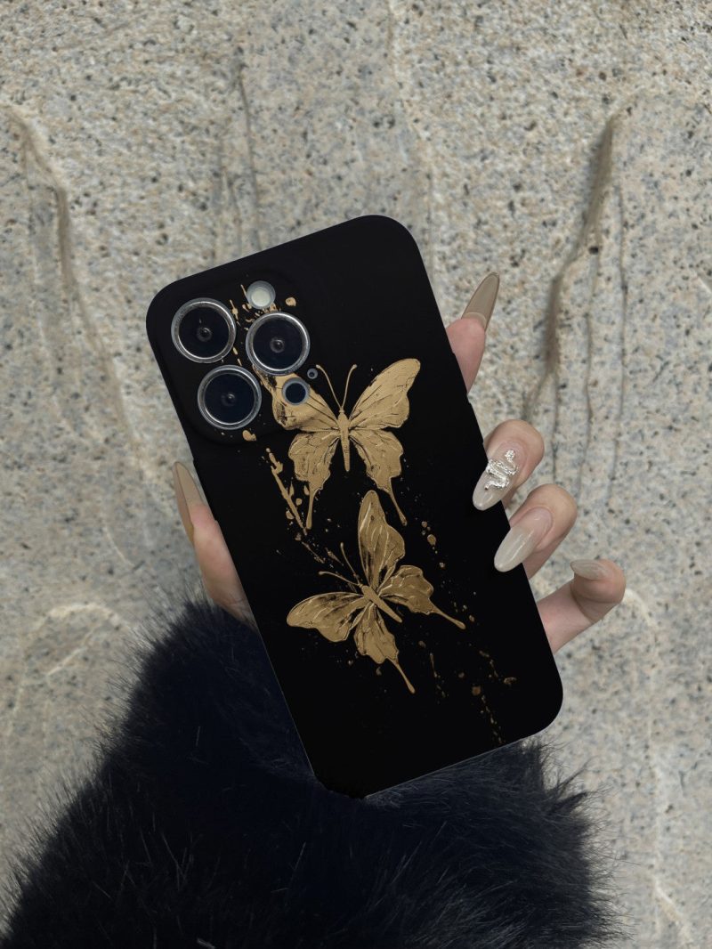 Chinoiserie FlyingGoldenButterflyPrintedPhoneCase3