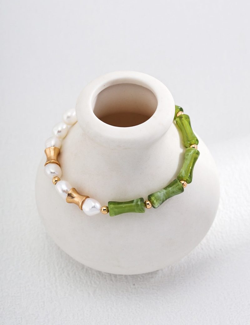 Chinoiserie FreshwaterPearlBambooBeadedBracelet1