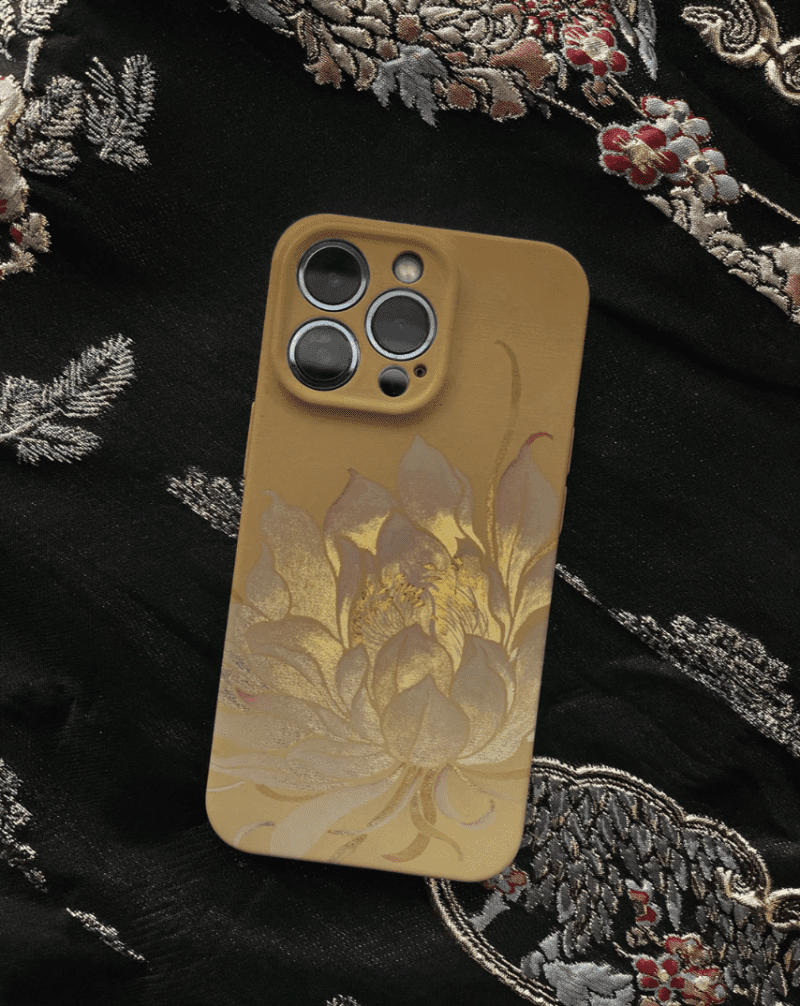 Chinoiserie GoldenLotusBloomPrintedPhoneCase2