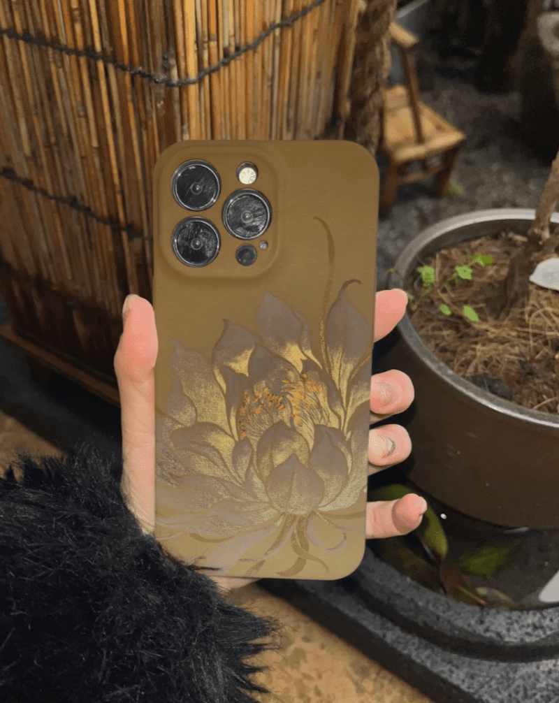 Chinoiserie GoldenLotusBloomPrintedPhoneCase4