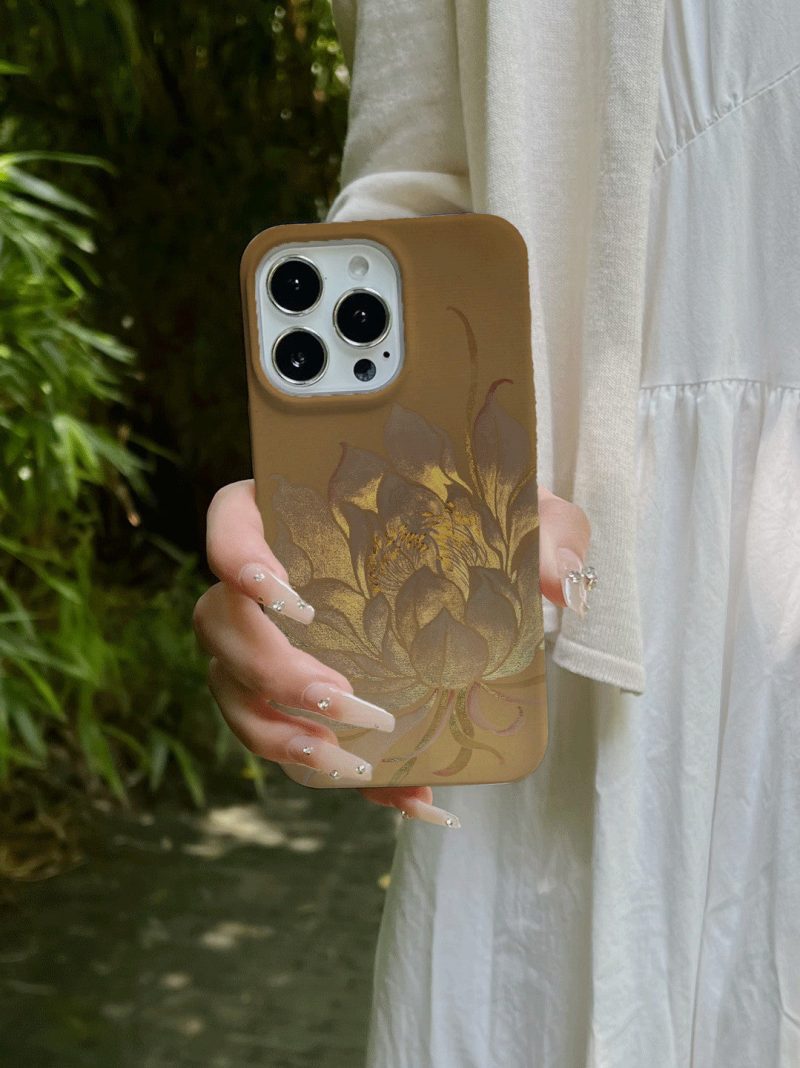 Chinoiserie GoldenLotusBloomPrintedPhoneCase6