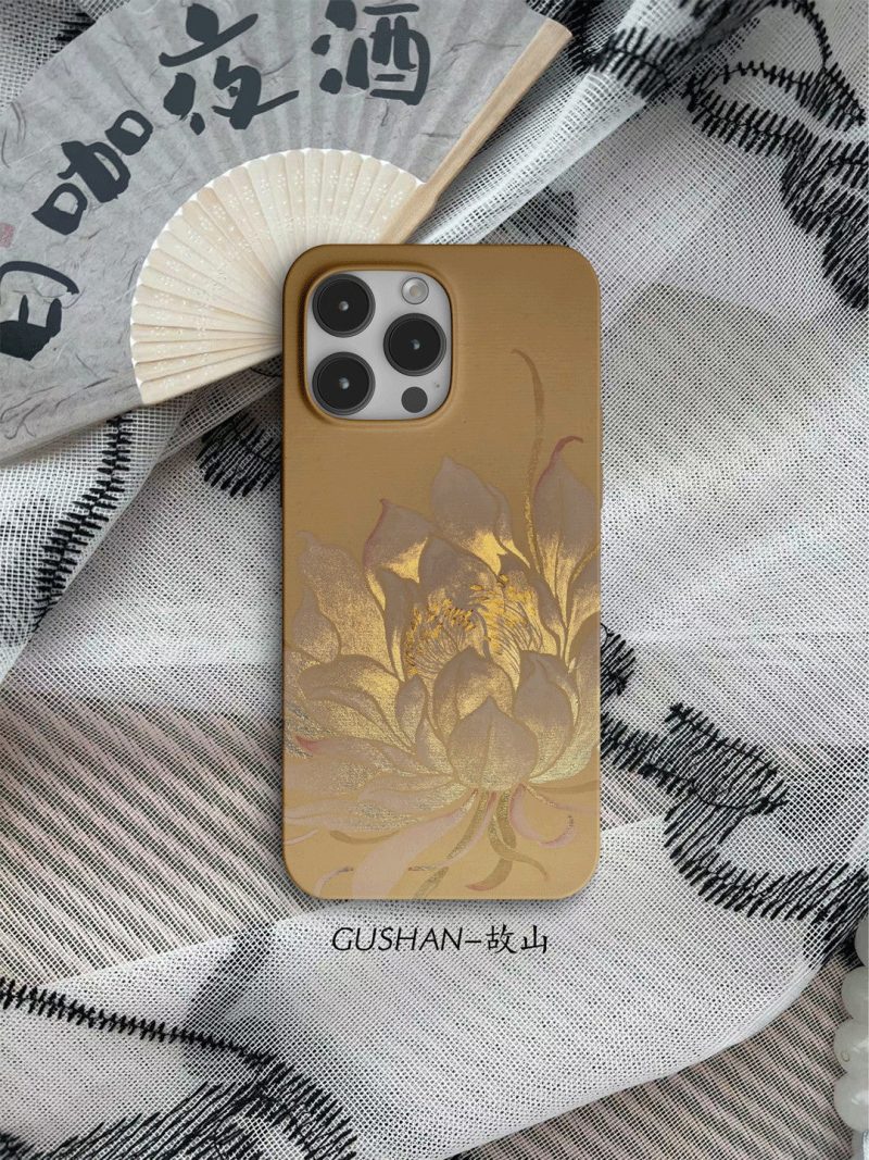 Chinoiserie GoldenLotusBloomPrintedPhoneCase8