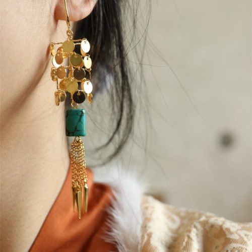 Chinoiserie GoldenTreeTasselDropEarrings3