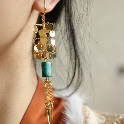 Chinoiserie GoldenTreeTasselDropEarrings4