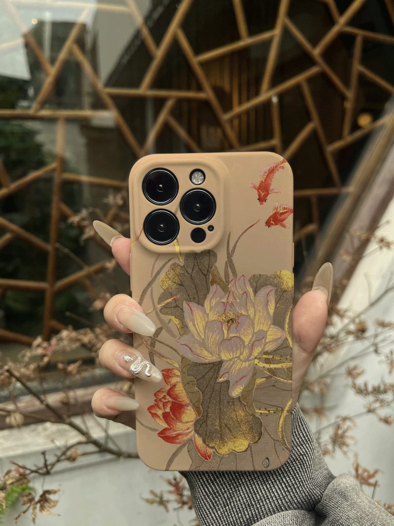 Chinoiserie LotusGoldfishPrintedPhoneCase1