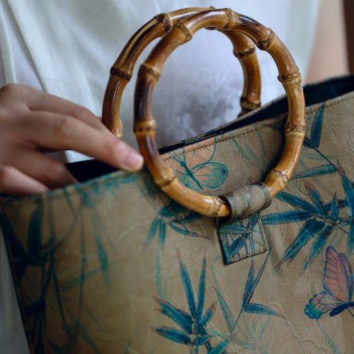 Chinoiserie LuxuryCircularBambooHandleHandbag4