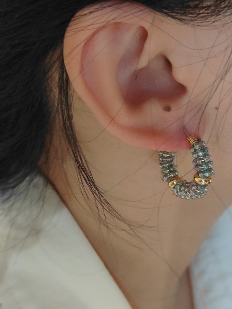 Chinoiserie MIYUKISeedBeadedHoopEarrings4