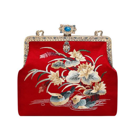 Chinoiserie MandarinDuckEmbroideryFrameClutchBag6