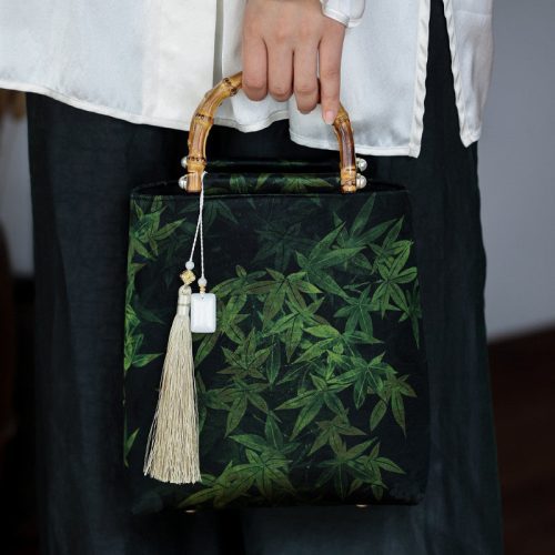 Chinoiserie MapleLeafPrintedSilkHandbag4