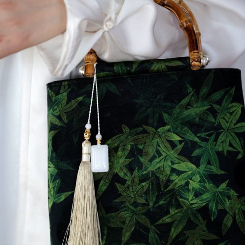 Chinoiserie MapleLeafPrintedSilkHandbag8