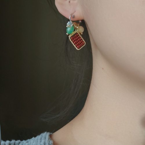 Chinoiserie MiniAbacusNaturalJadeSandalwoodBeadedEarrings4