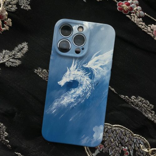 Chinoiserie MistDragonPrintedBluePhoneCase2