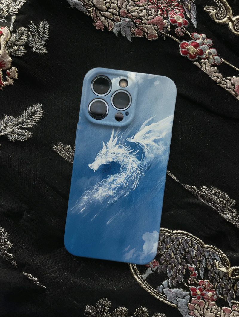 Chinoiserie MistDragonPrintedBluePhoneCase2