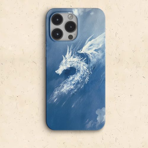 Chinoiserie MistDragonPrintedBluePhoneCase5