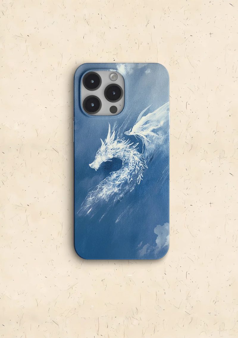 Chinoiserie MistDragonPrintedBluePhoneCase5