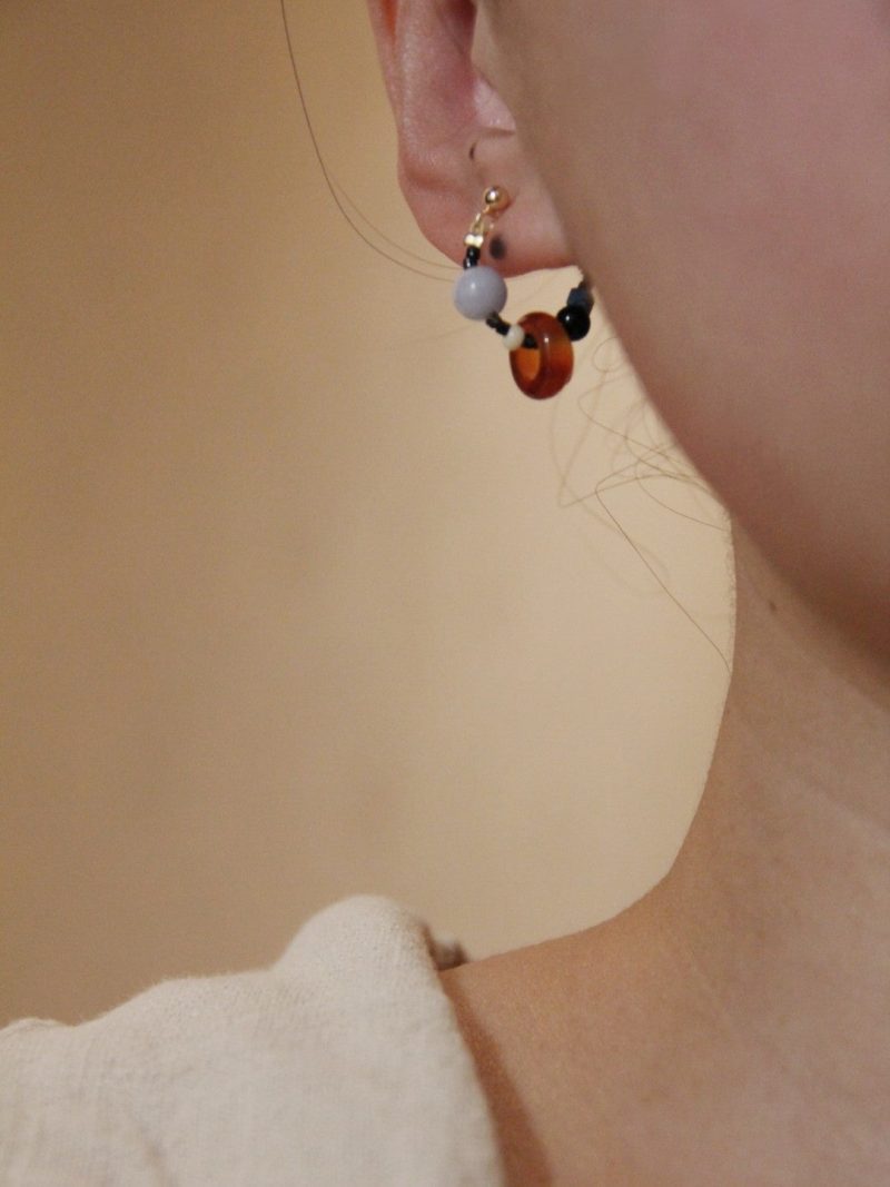 Chinoiserie NaturalAgateBeadedHoopEarrings2