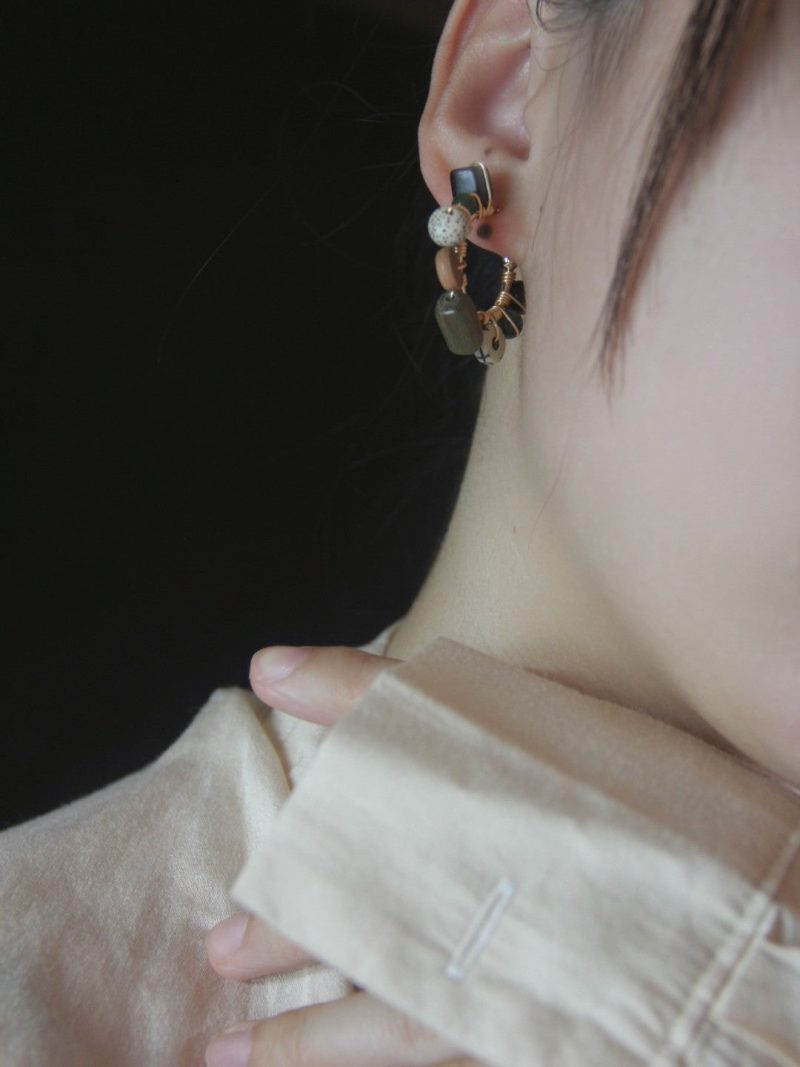 Chinoiserie NaturalBodhiSeedsHoopEarrings5