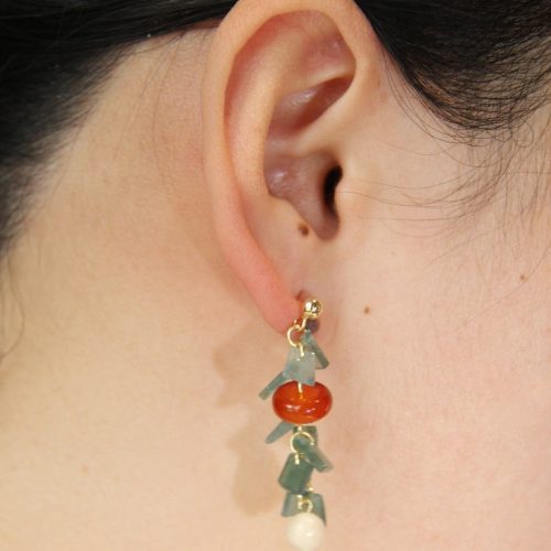 Chinoiserie NaturalJadeAgateBambooEarrings2