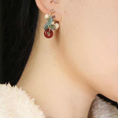 Chinoiserie NaturalJadeAgateBambooEarrings6