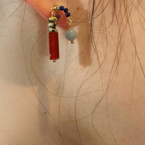 Chinoiserie NaturalJadeAsymmetricRedEarrings3