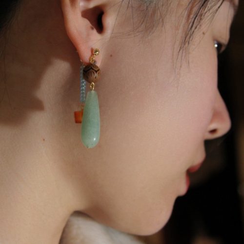 Chinoiserie NaturalJadeBeadedDropEarrings4