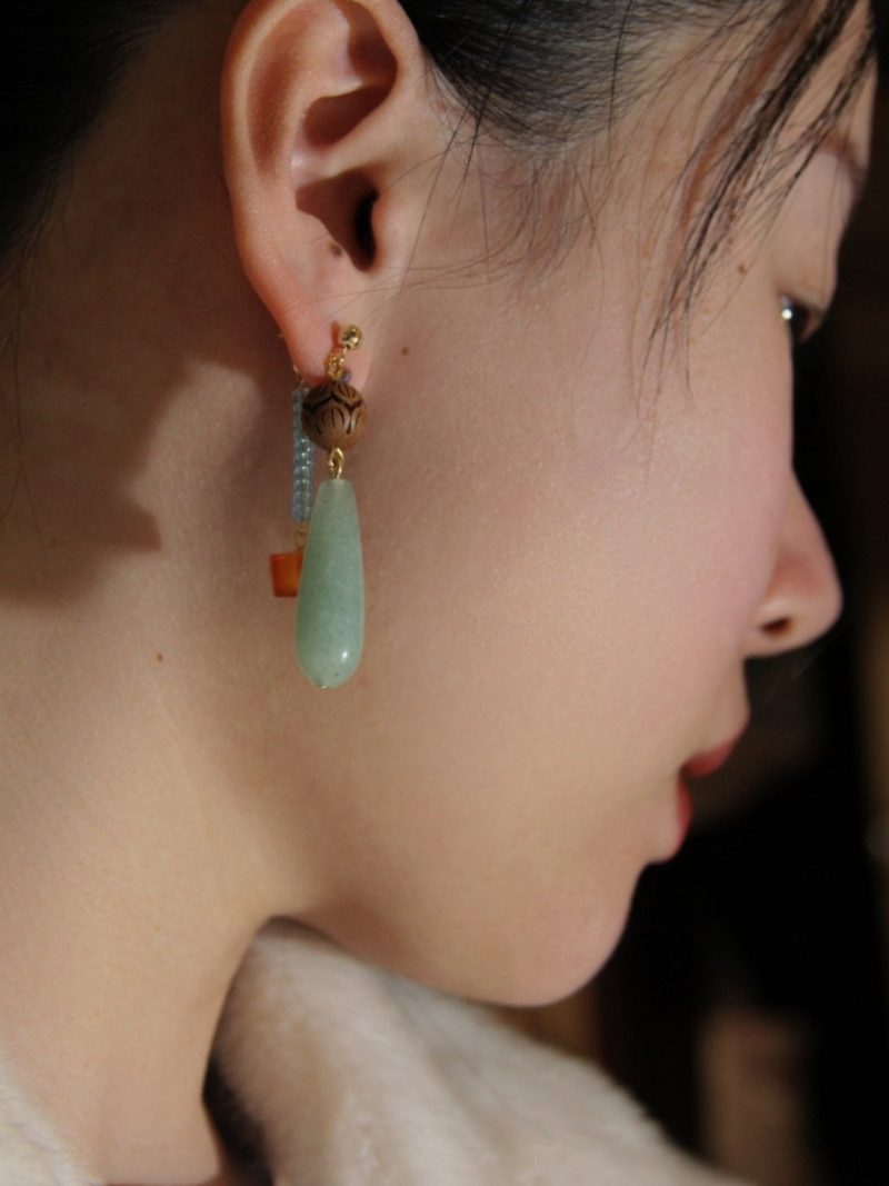 Chinoiserie NaturalJadeBeadedDropEarrings4