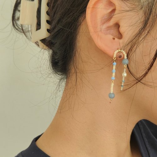 Chinoiserie NaturalJadeBlueBeadedDropEarrings3