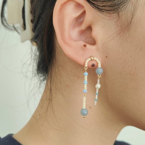 Chinoiserie NaturalJadeBlueBeadedDropEarrings4