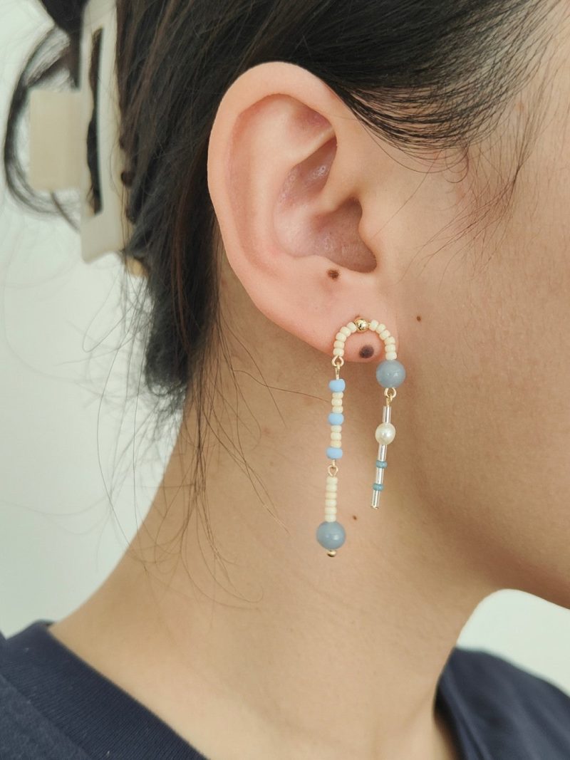 Chinoiserie NaturalJadeBlueBeadedDropEarrings4