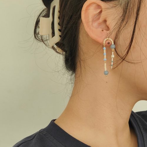 Chinoiserie NaturalJadeBlueBeadedDropEarrings6