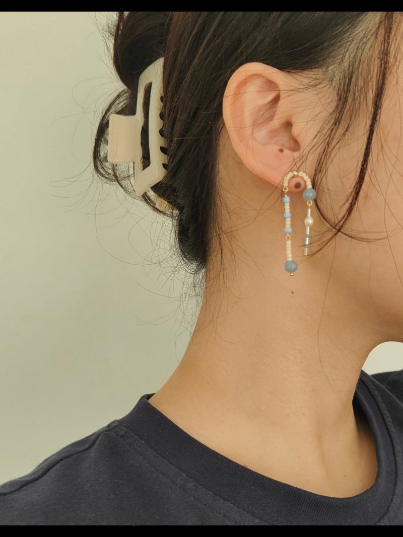 Chinoiserie NaturalJadeBlueBeadedDropEarrings6