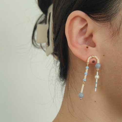 Chinoiserie NaturalJadeBlueBeadedDropEarrings7