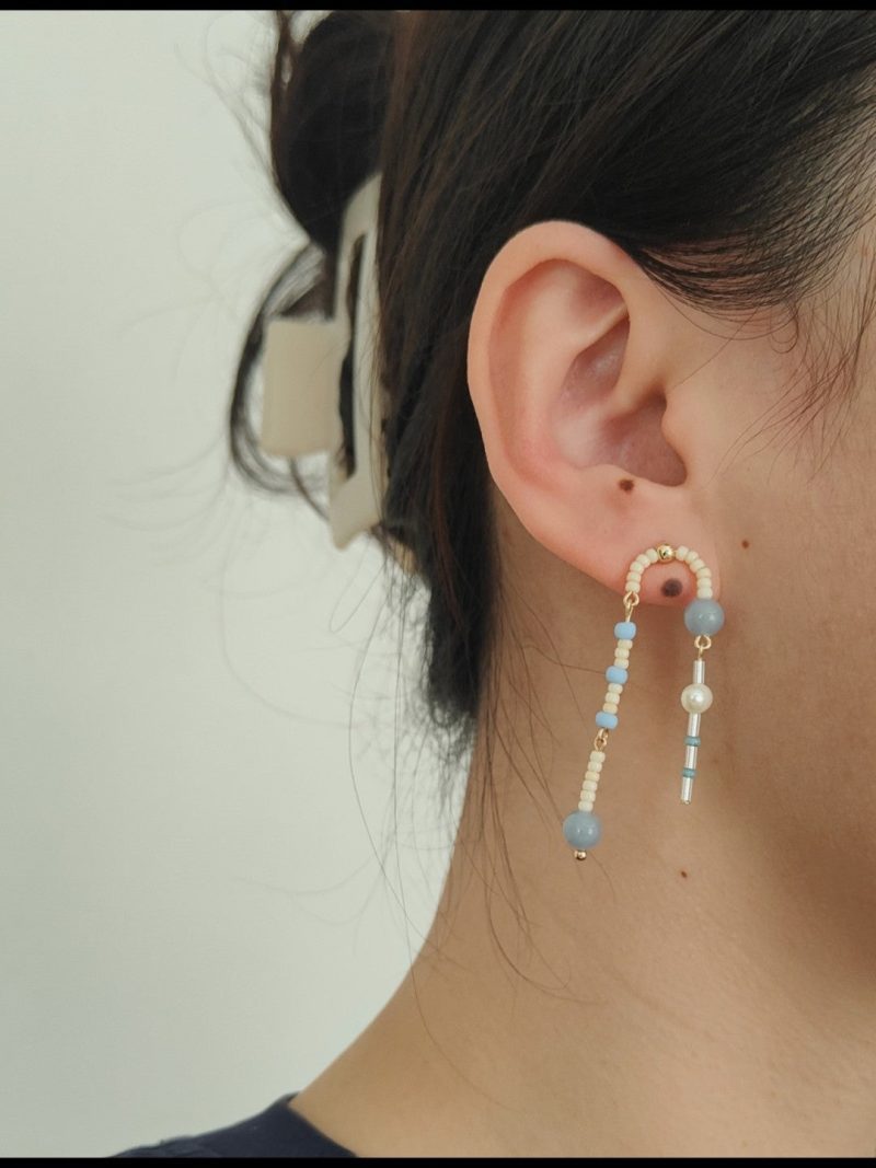 Chinoiserie NaturalJadeBlueBeadedDropEarrings7