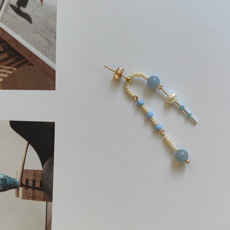 Chinoiserie NaturalJadeBlueBeadedDropEarrings8