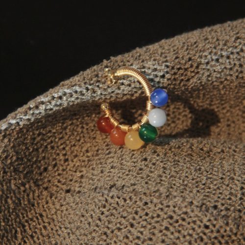 Chinoiserie NaturalJadeColorfulHoopEarrings9