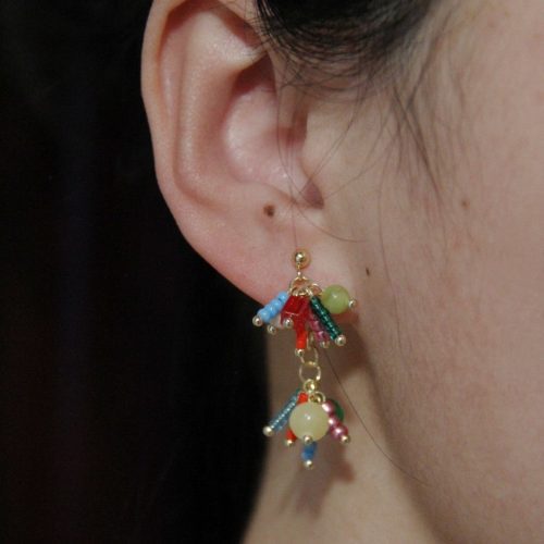 Chinoiserie NaturalJadeFireworksBeadedEarrings3