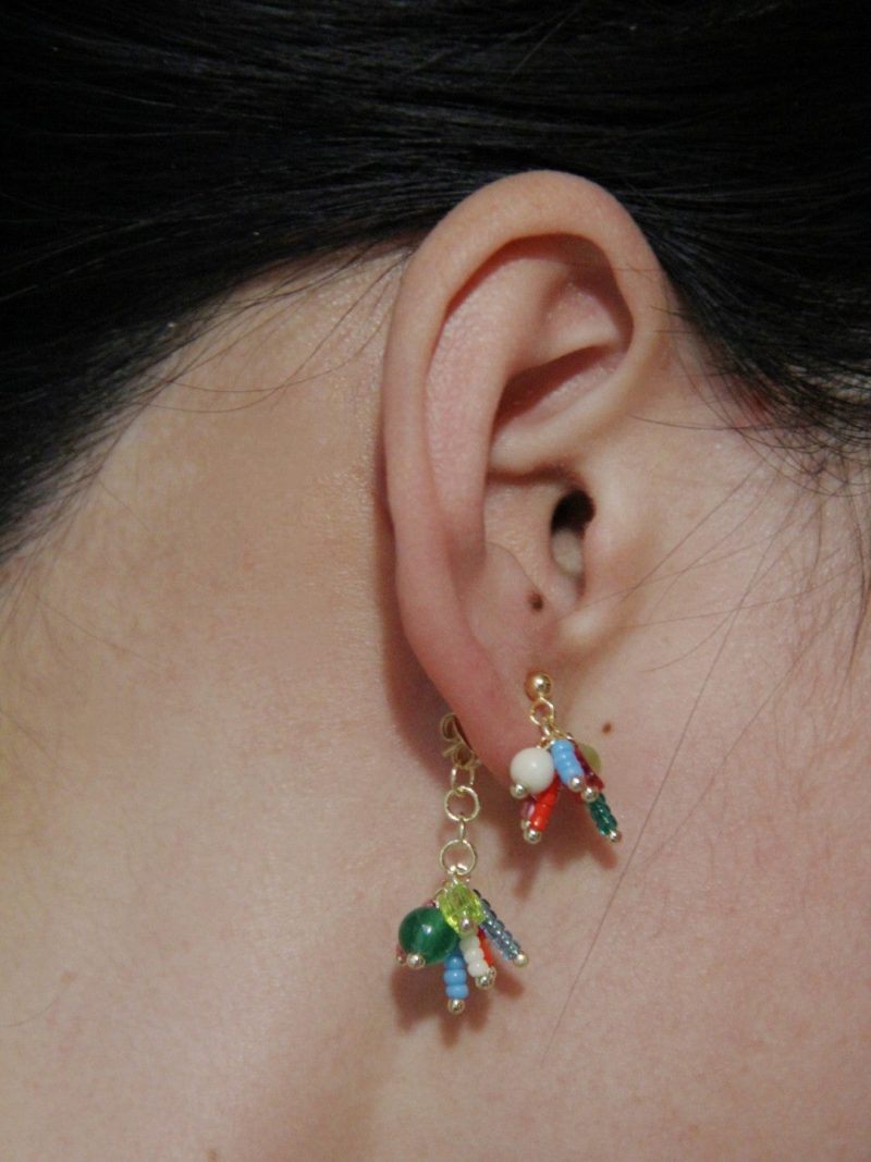 Chinoiserie NaturalJadeFireworksBeadedEarrings5