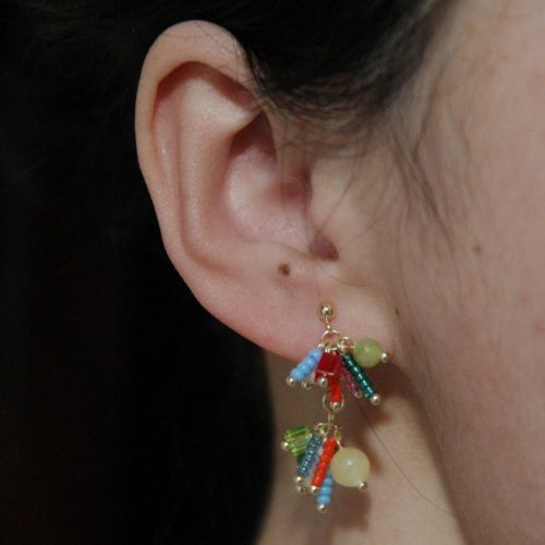 Chinoiserie NaturalJadeFireworksBeadedEarrings7