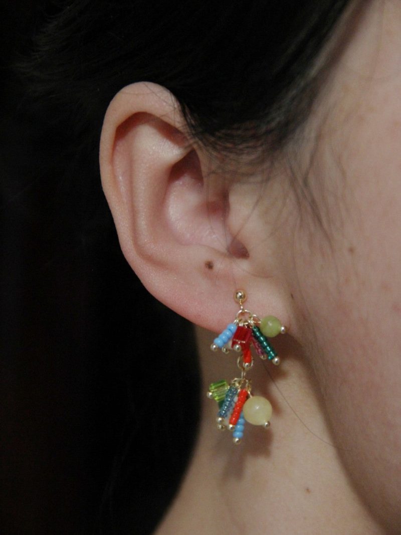 Chinoiserie NaturalJadeFireworksBeadedEarrings7