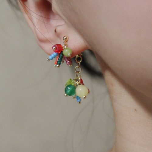 Chinoiserie NaturalJadeFireworksBeadedEarrings9