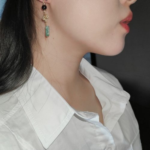 Chinoiserie NaturalJadeGreenDangleEarrings8