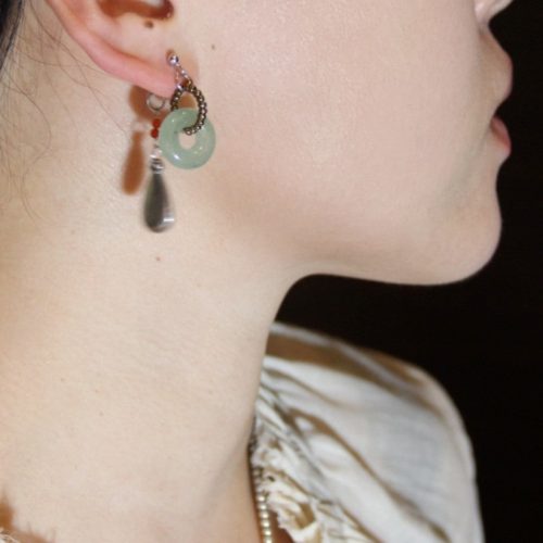 Chinoiserie NaturalJadeHoopBeadedDropEarrings4