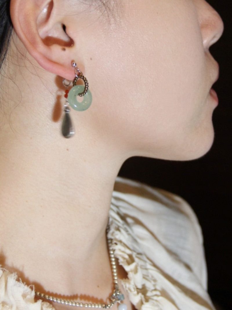 Chinoiserie NaturalJadeHoopBeadedDropEarrings4