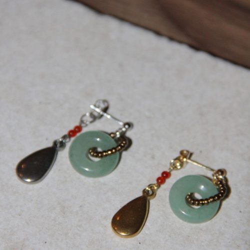 Chinoiserie NaturalJadeHoopBeadedDropEarrings5